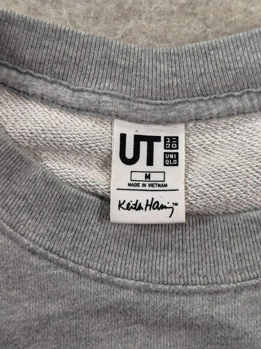 Keith Haring Gray Jersey Knit Alien Cartoon Uniqlo 1982 Fun Graphic M - Picture 5 of 12